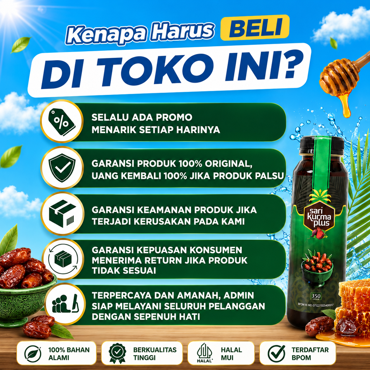 Sari Kurma Plus Untuk Vertigo Pusing Kliyengan Anemia Penambah HB Rendah Vitamin Badan Lemas Isi 350gram BPOM Halal MUI 6